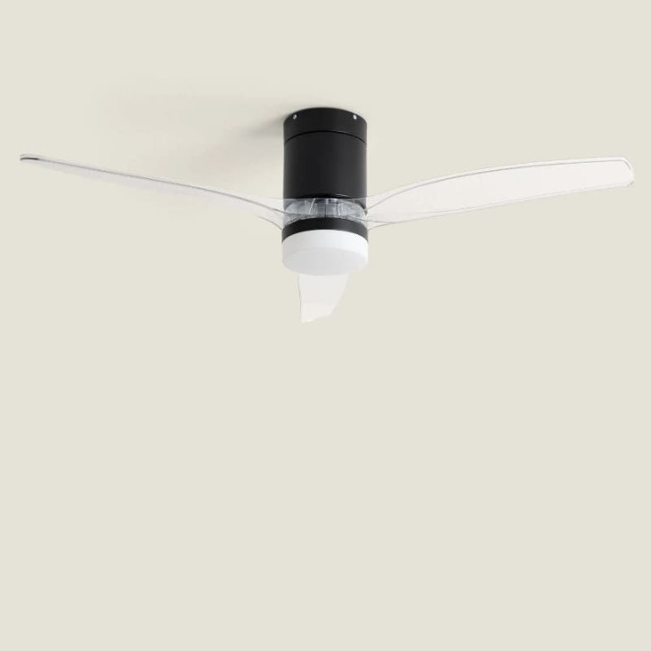 Ventilateur de Plafond Moderne Noir avec Pales Transparentes