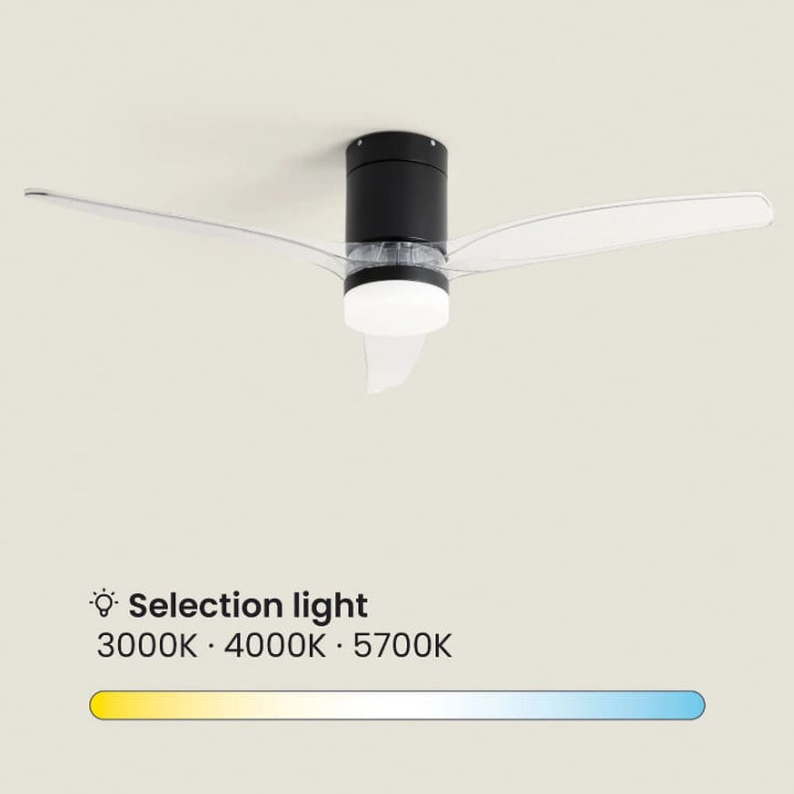 Ventilateur de Plafond Moderne Noir avec Pales Transparentes