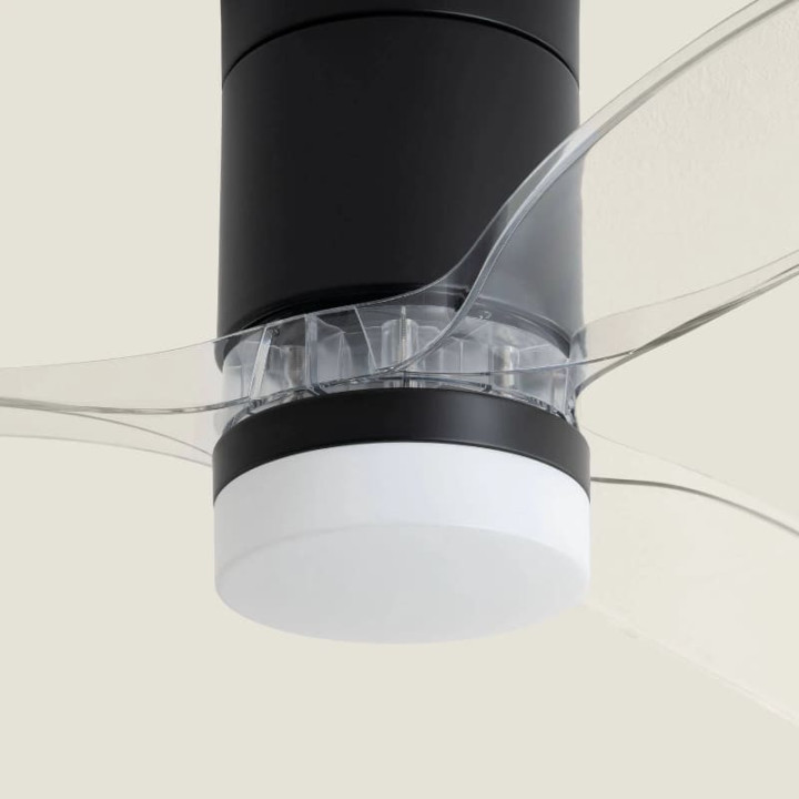 Ventilateur de Plafond Moderne Noir avec Pales Transparentes