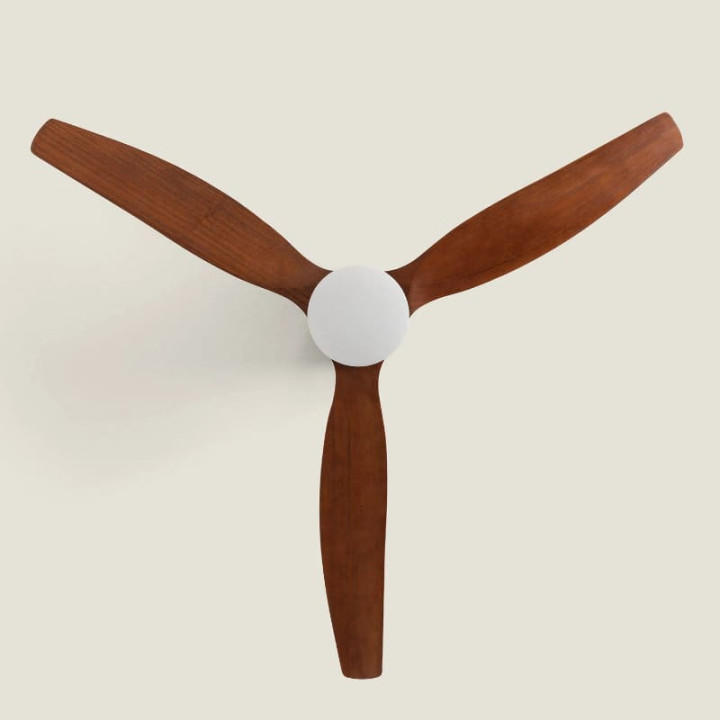 Ventilateur de Plafond Moderne Noir avec Pales en Bois Foncé Éclairage et Moteur Silencieux